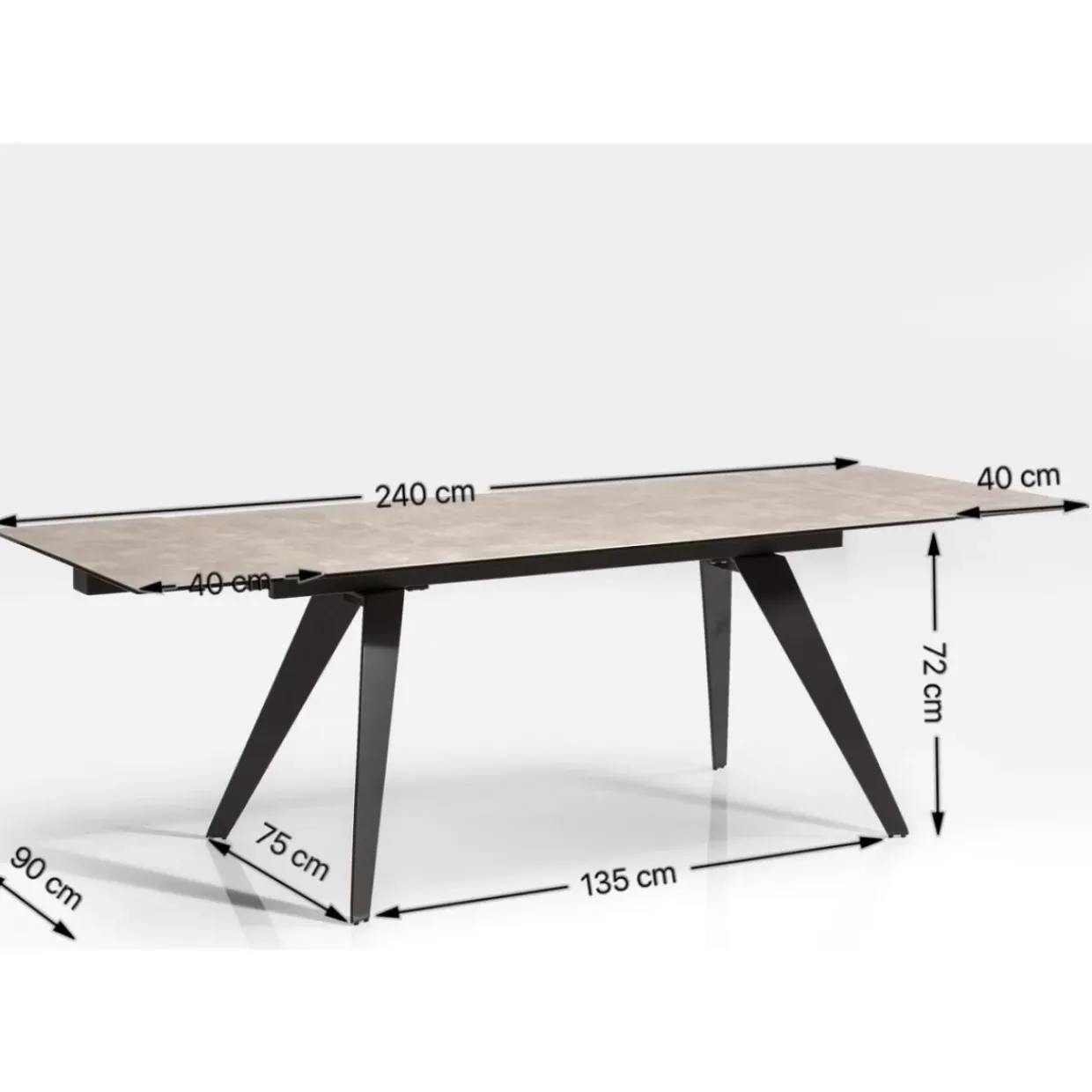 Ausziehtisch Amsterdam Dunkel 160(40+40)X90Cm
