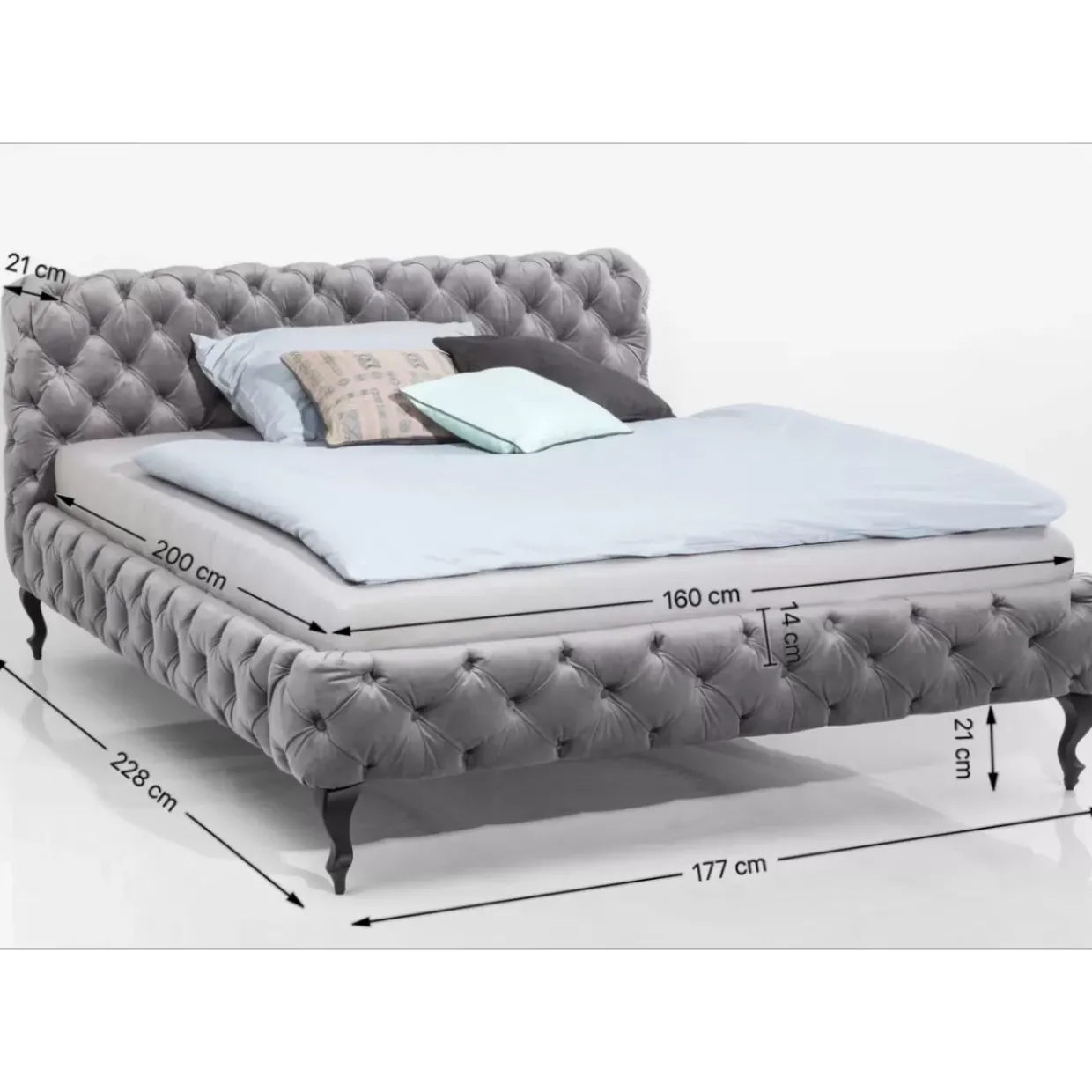 Bett Desire Velvet Silbergrau 160X200 Cm