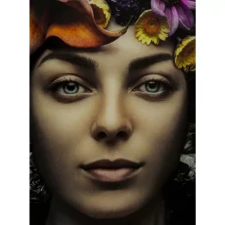 Bild Glas Flower Art Lady 120X120Cm