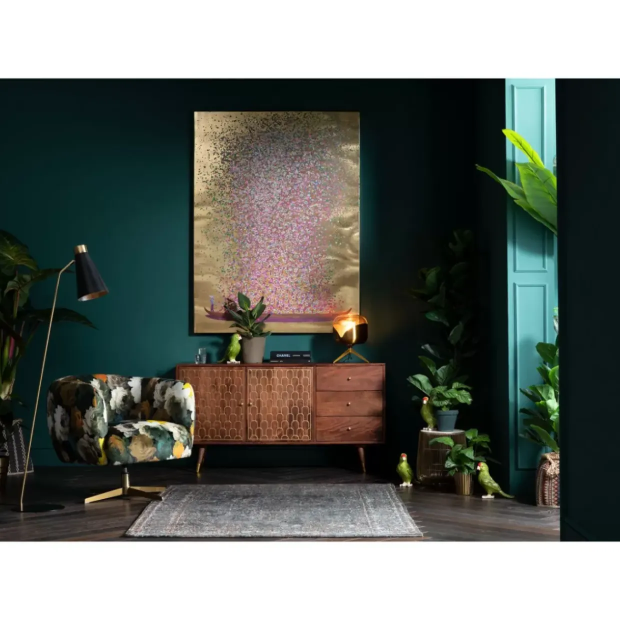 Bild Touched Flower Boat Gold Pink 160X120Cm