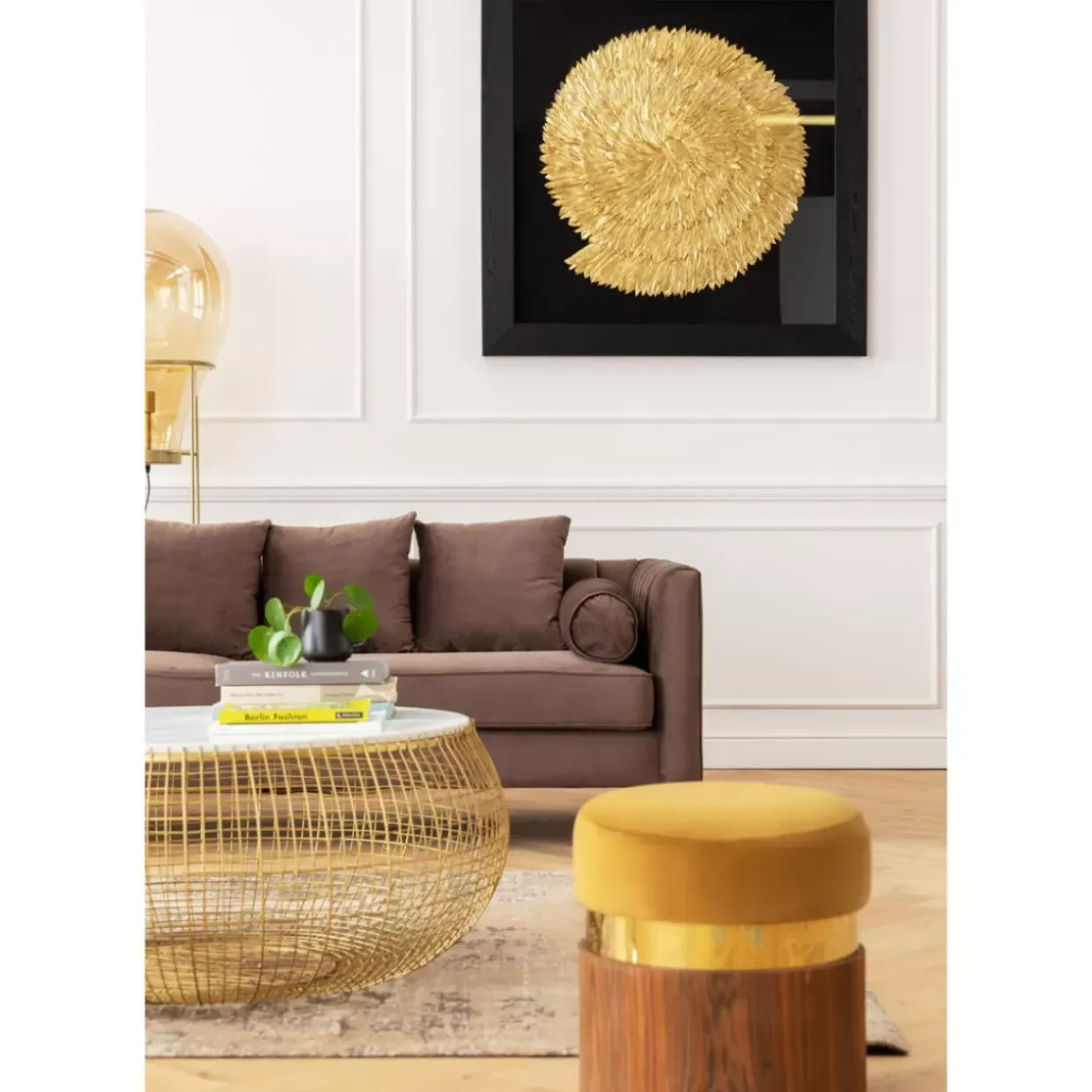 Couchtisch Cesta Marmor Gold O100Cm