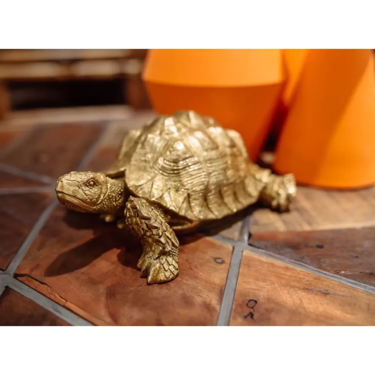 Deko Figur Turtle Gold Klein