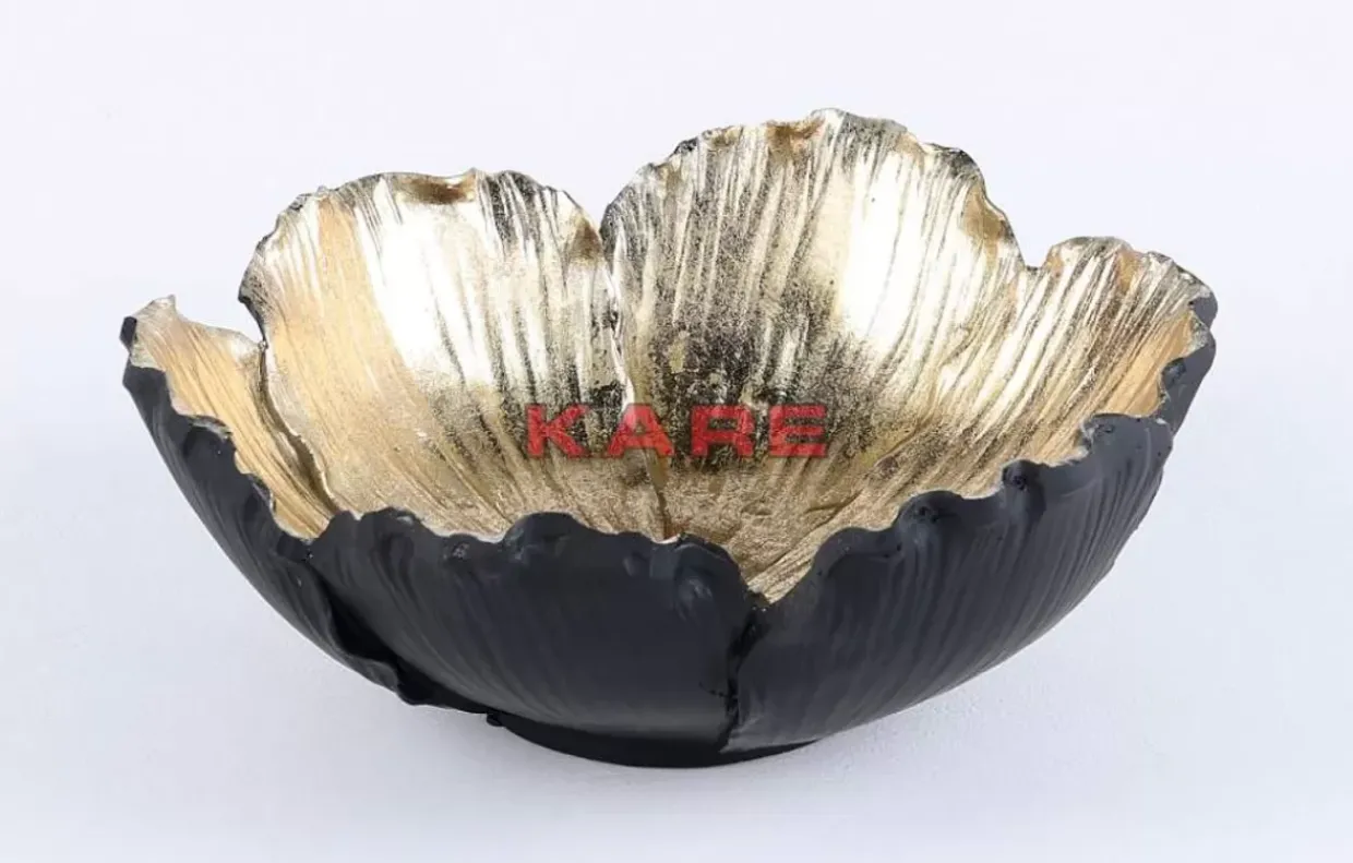 Deko Schale Flower Bloom Schwarz Gold O25Cm