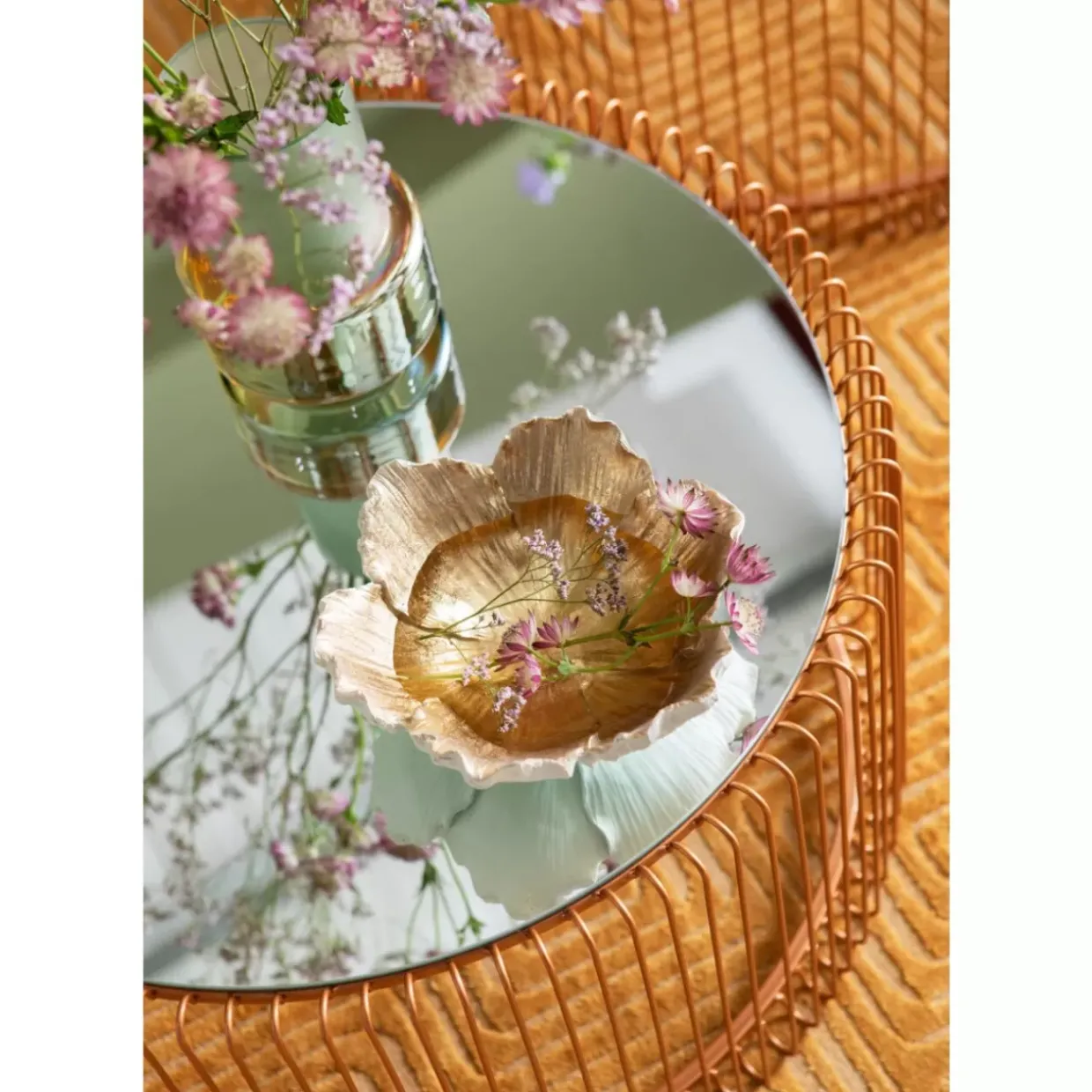 Deko Schale Flower Bloom Creme Gold O20Cm