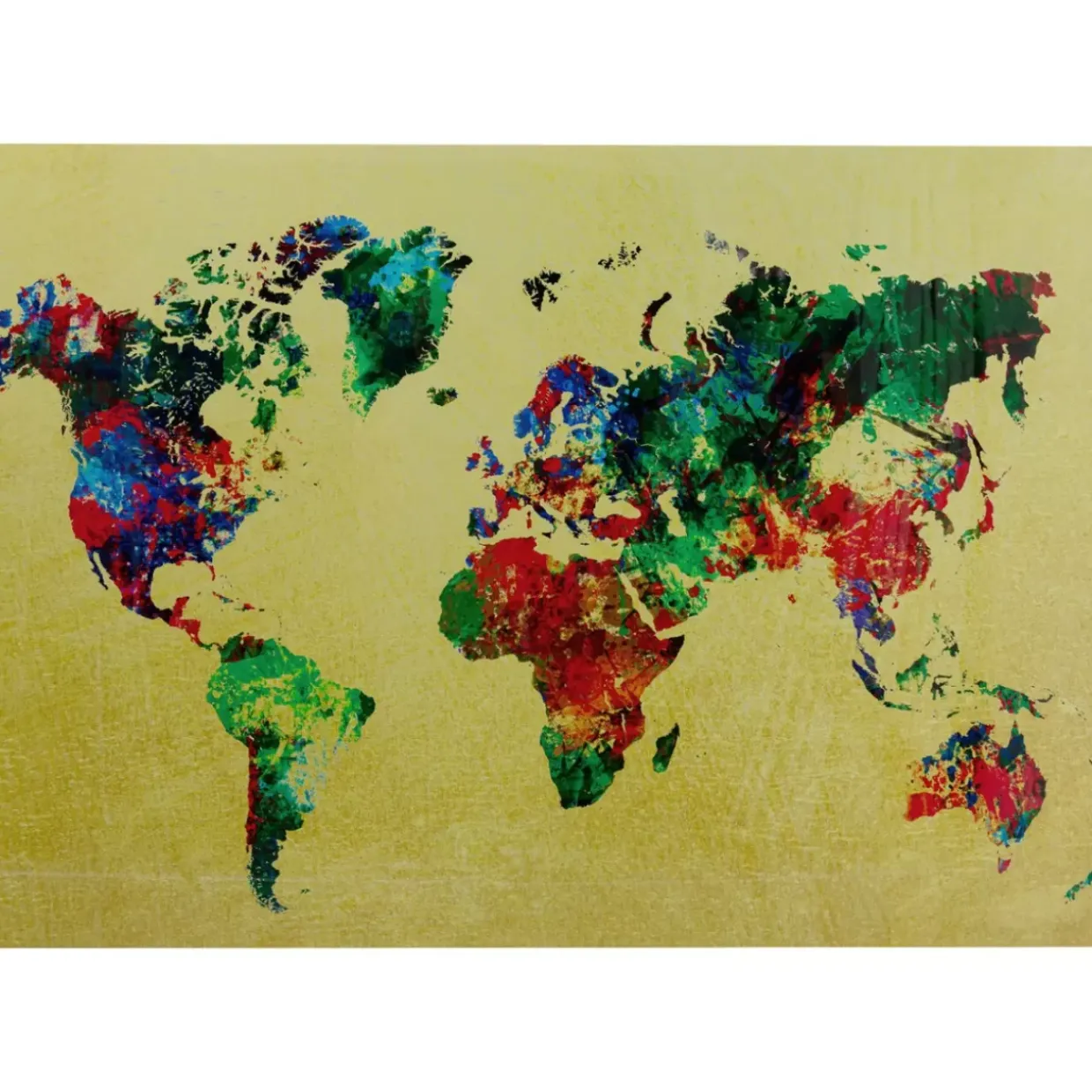 Glasbild Metallic Colourful Map 150X100Cm