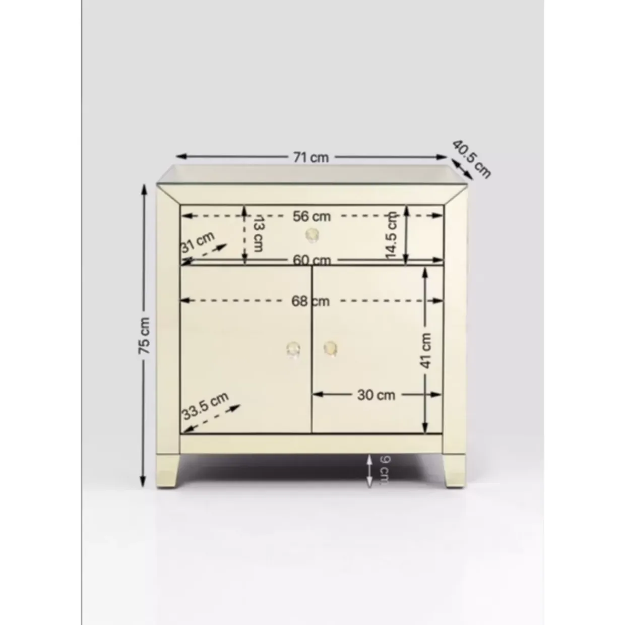 Kommode Luxury Champagne 2-Turig 1 Schub