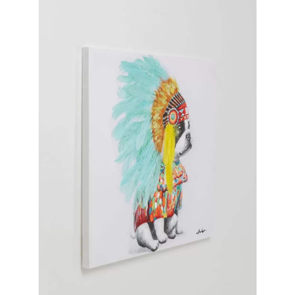 Leinwandbild Headdress Dog 80X80Cm