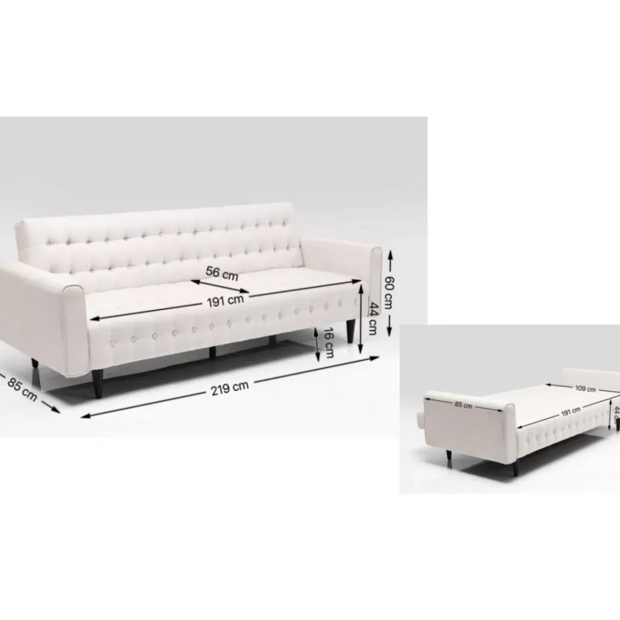 Schlafsofa Milchbar Beige 219Cm