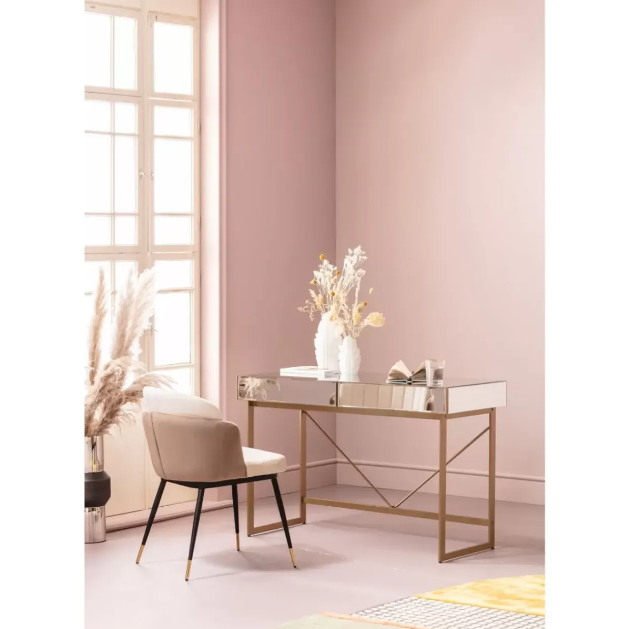 Schreibtisch Soran Gold 120X50Cm