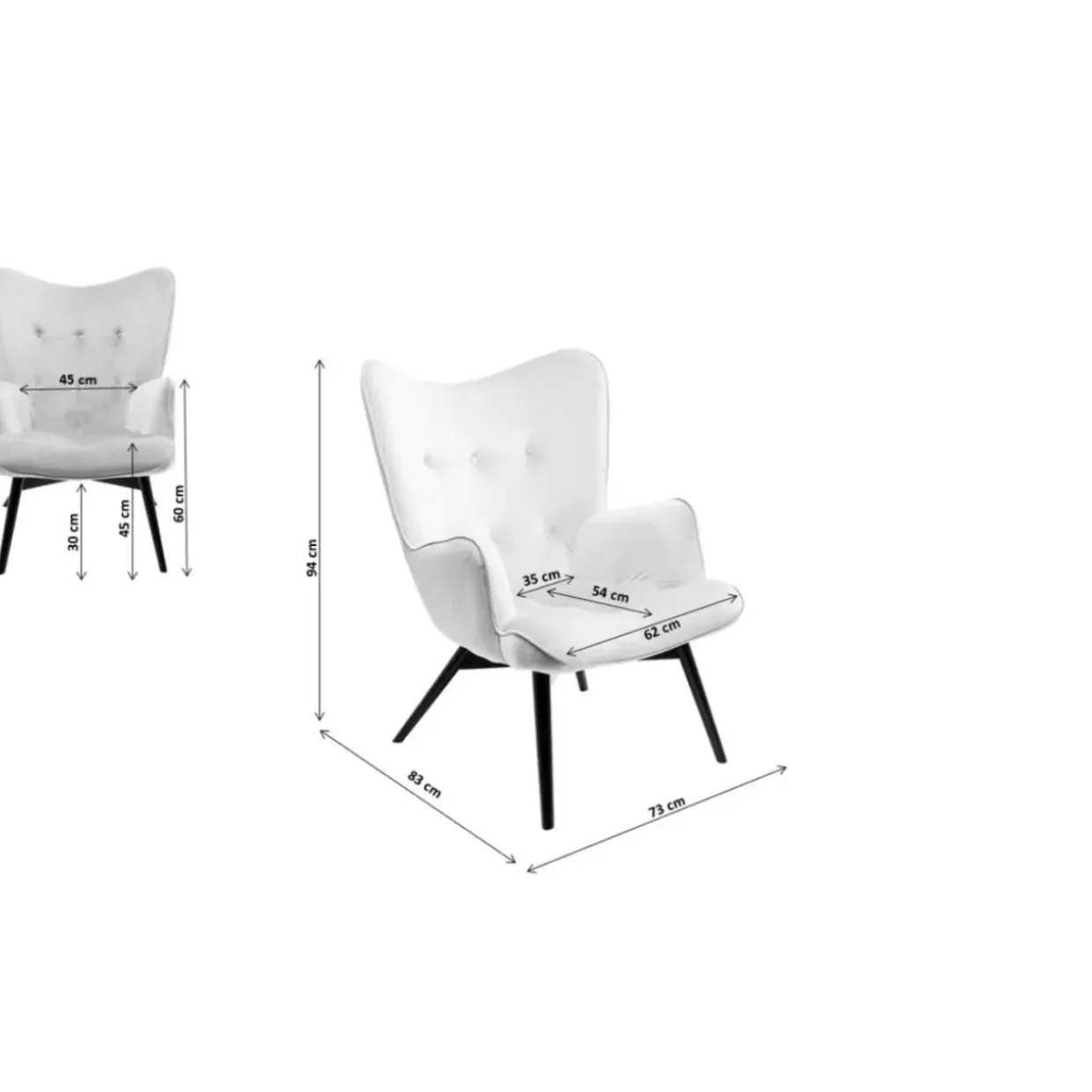 Sessel Black Vicky Velvet Grau