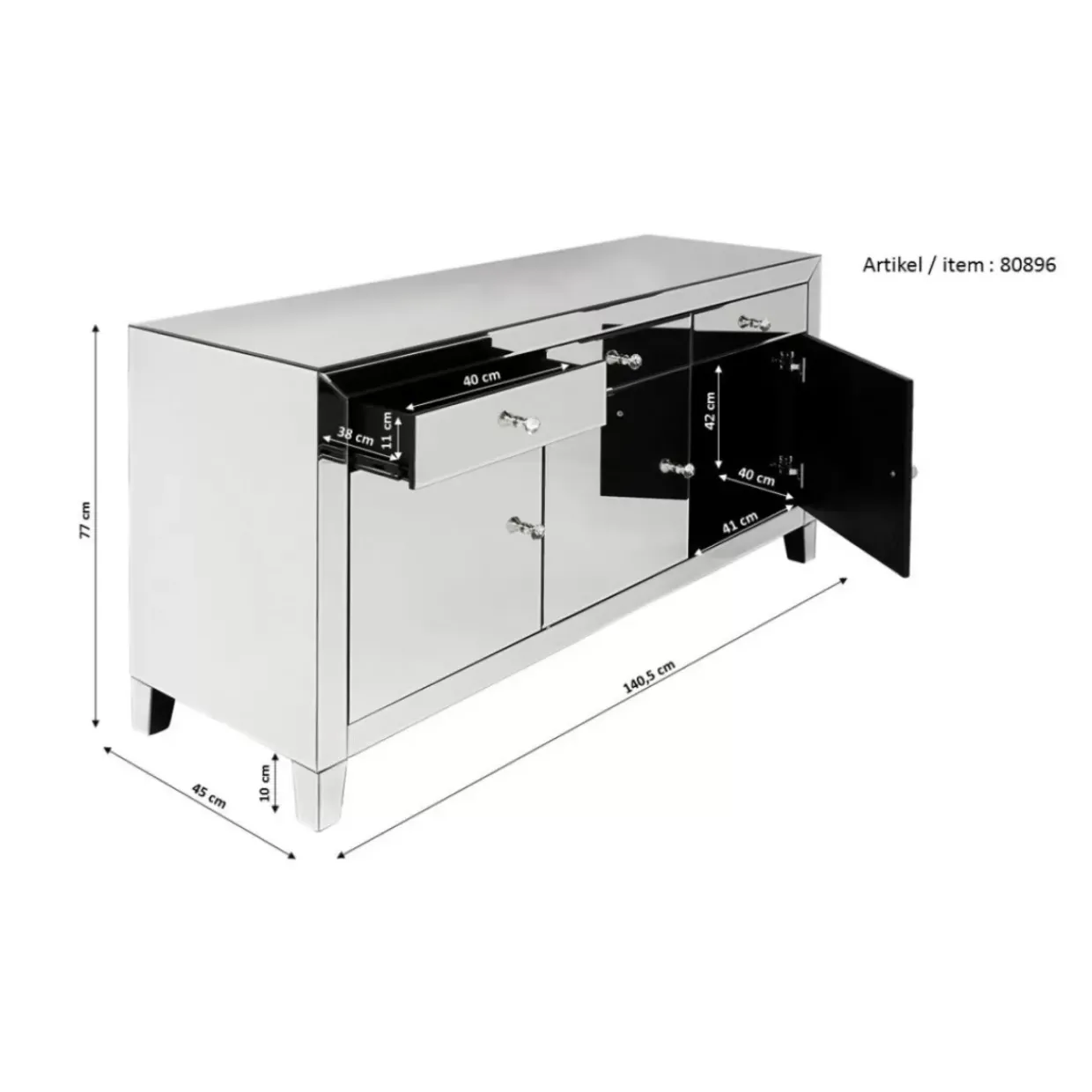 Sideboard Luxury Push Grau