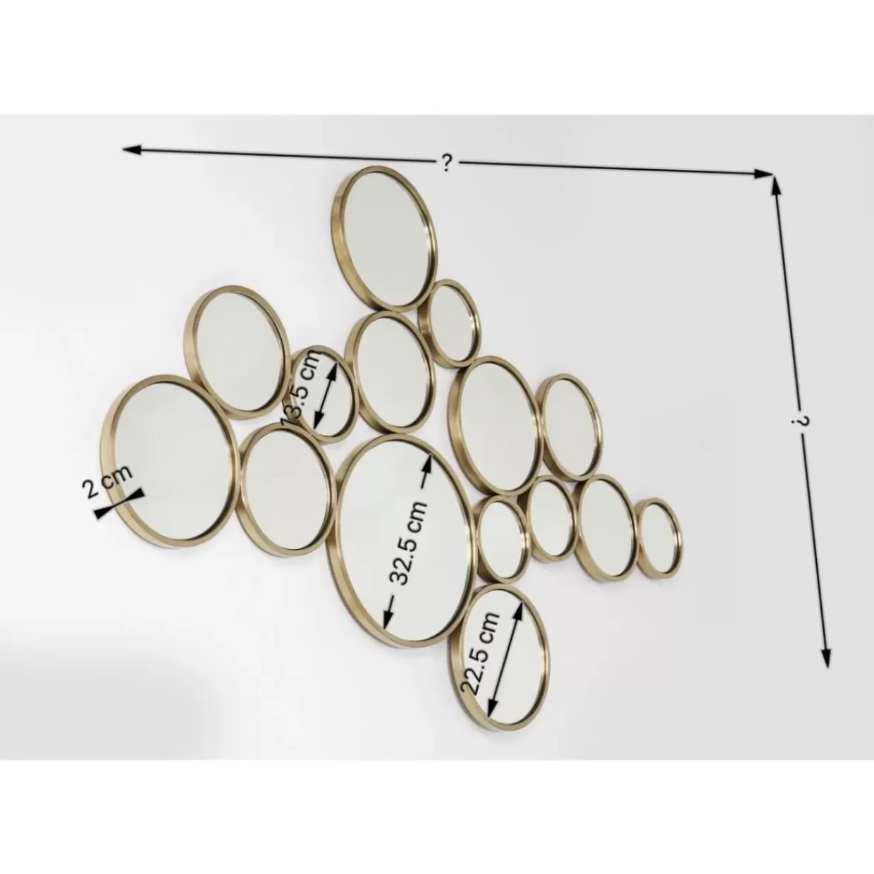 Spiegel Bubbles Messing 183X93Cm