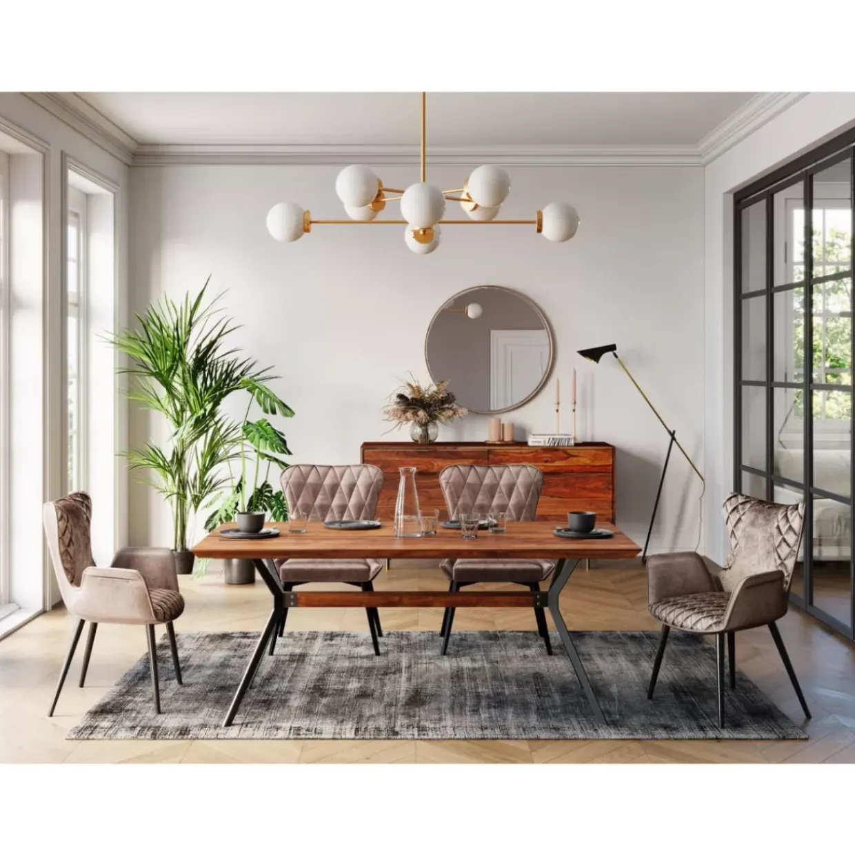 Stuhl Black Marshall Velvet Grau